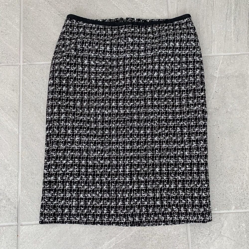 Talbots Tweed Black And White Pencil Skirt Size L
